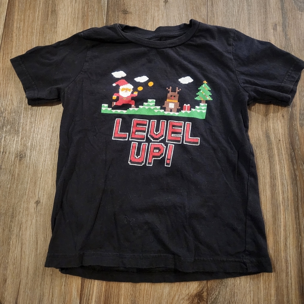 Level Up‎ Santa Claus and Reindeer Themed Christmas Shirt